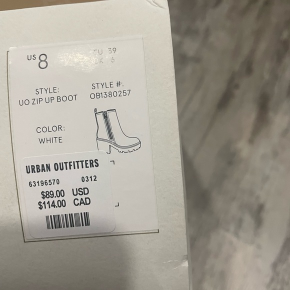 NIB White UO Zip Up Boots. Sz 8 - Picture 3 of 4